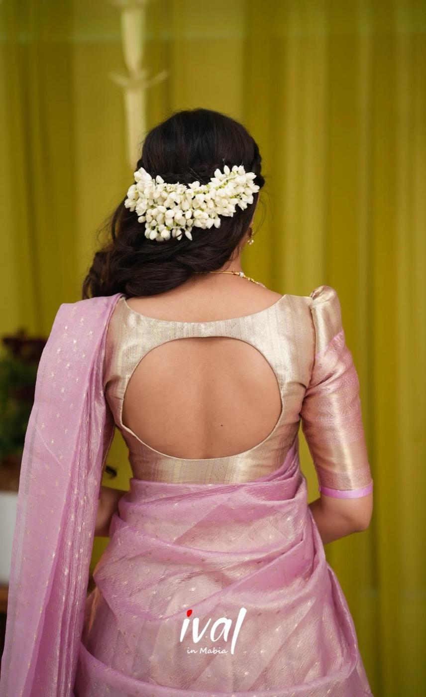 Izhaiyini Banarassi Tissue Halfsaree - Dual tone gold and Lilac - product media