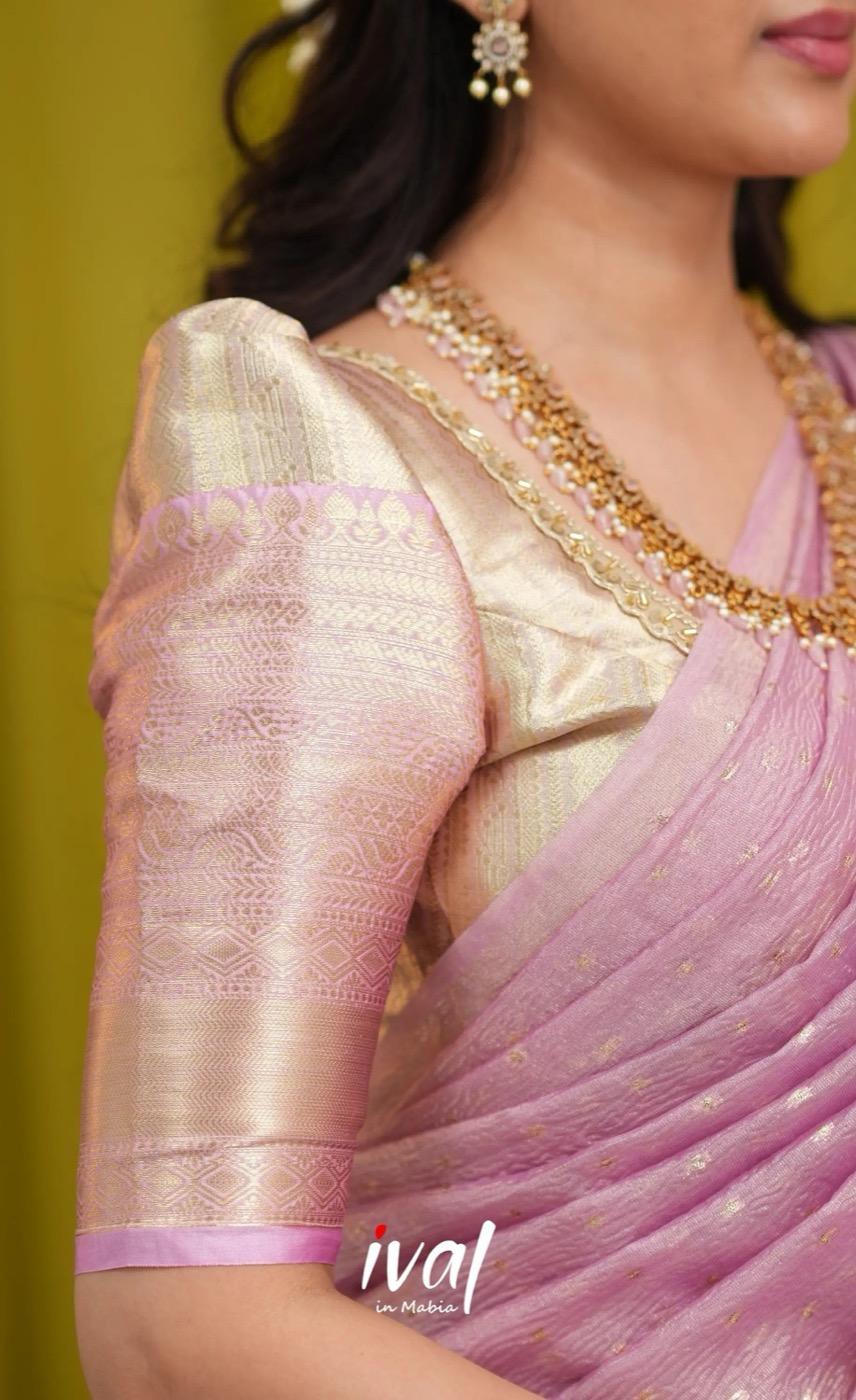 Izhaiyini Banarassi Tissue Halfsaree - Dual tone gold and Lilac - product media