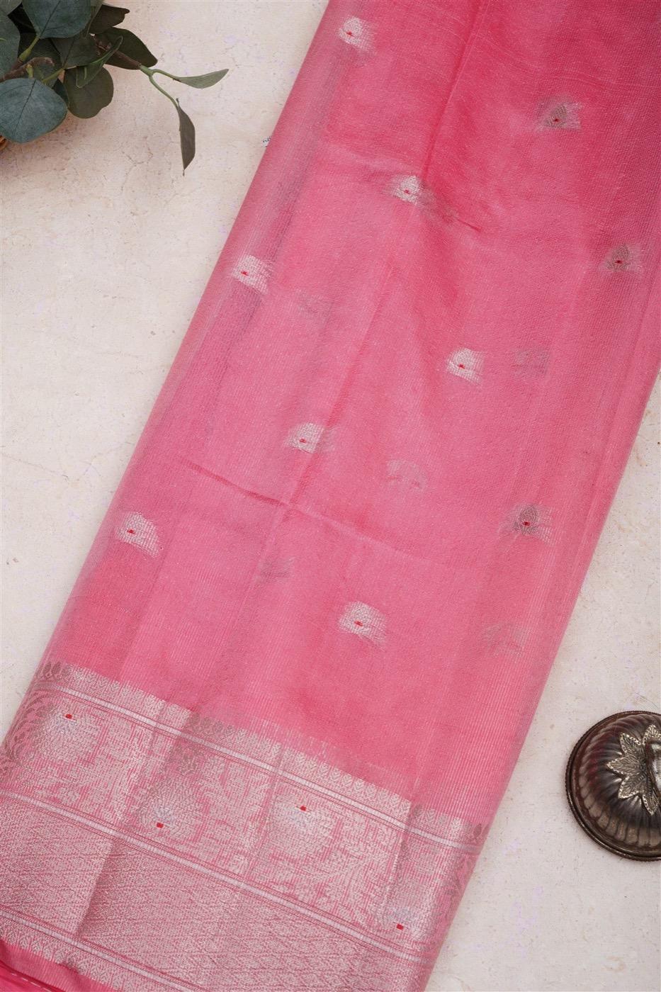 Banarasi Semi Chiniya Red Saree - product media
