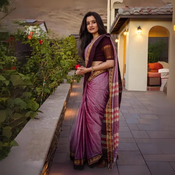 Elephant Border 100% Pure Narayanpet Cotton saree with Running blouse piece - product media