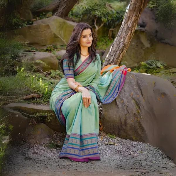 Shravvya Narayanpeth Pure Mercerised Cotton Saree With Running Blouse PIece (Same As Saree) - product media