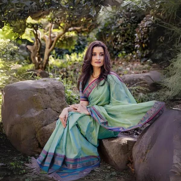 Shravvya Narayanpeth Pure Mercerised Cotton Saree With Running Blouse PIece (Same As Saree) - product media