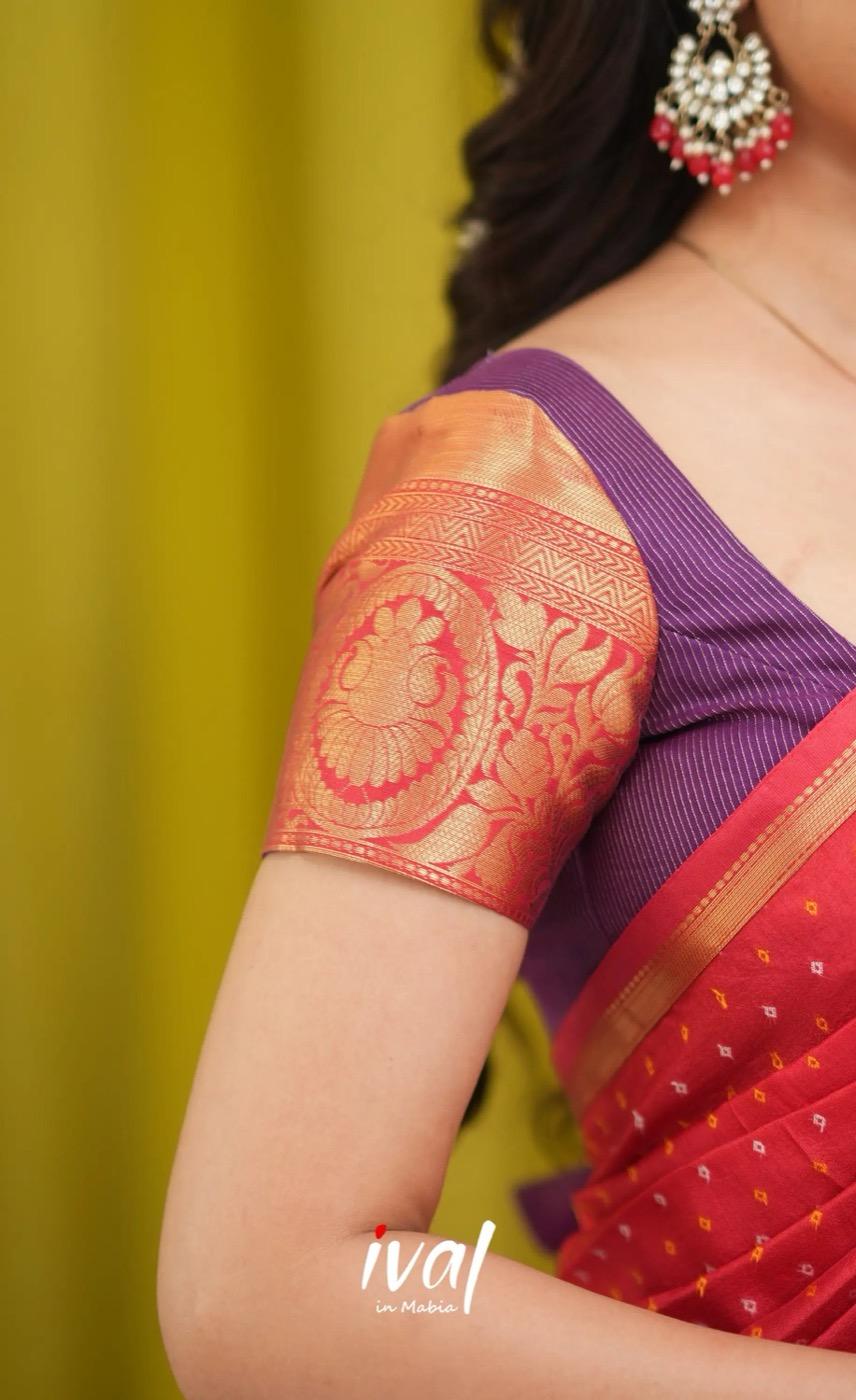 Izhaiyini Organza Halfsaree - Lavender and Bright red - product media