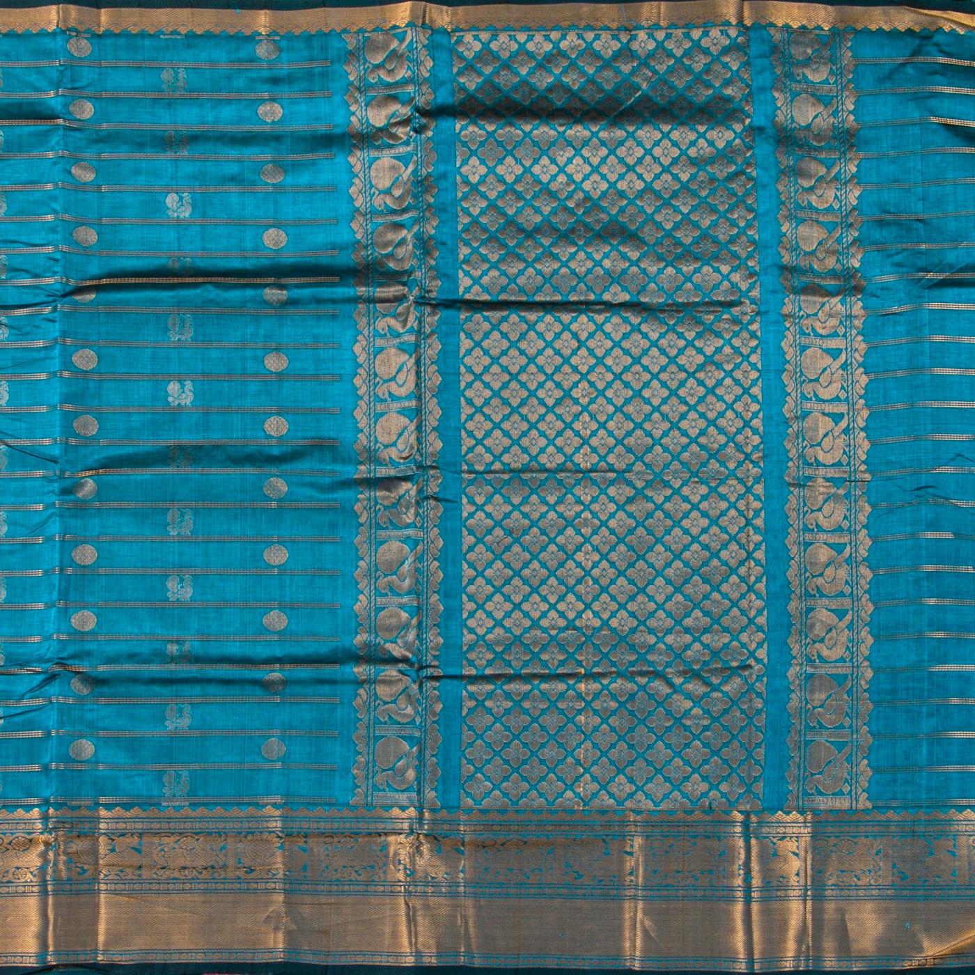 Blue Kanchi Silk Cotton Saree For Festive Wear VP SC 242 - product media
