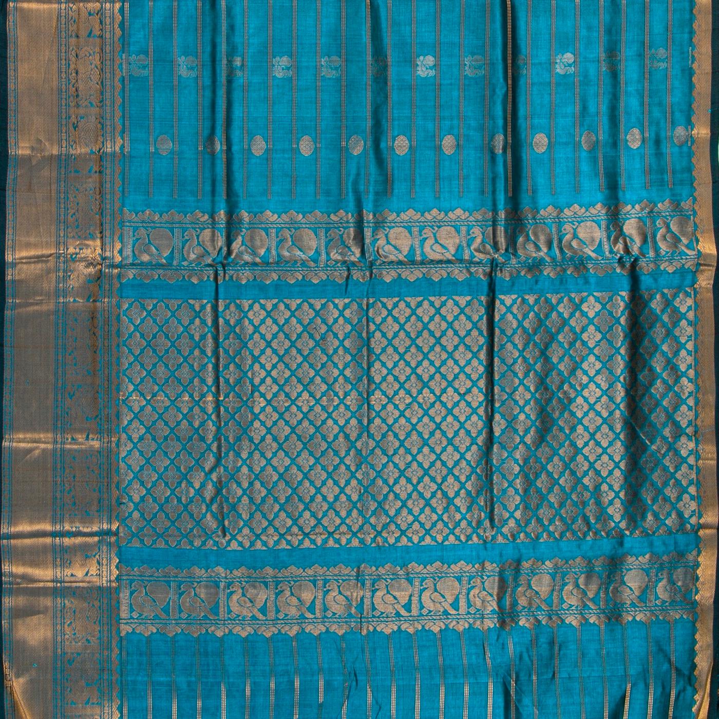 Blue Kanchi Silk Cotton Saree For Festive Wear VP SC 242 - product media