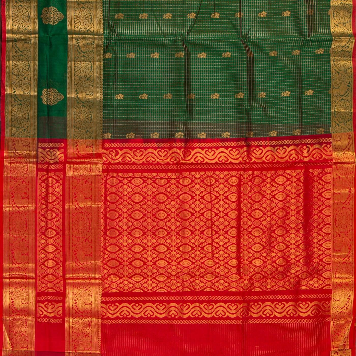 Green And Red Kanchi Silk Cotton Saree For Festive Wear VP SC 239 - product media