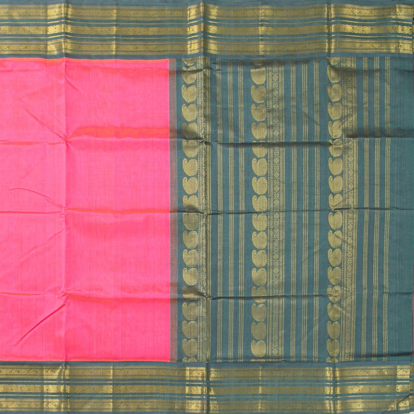 Pink And Grey Kanchi Silk Cotton Saree For Festive Wear VP SC 227 - product media