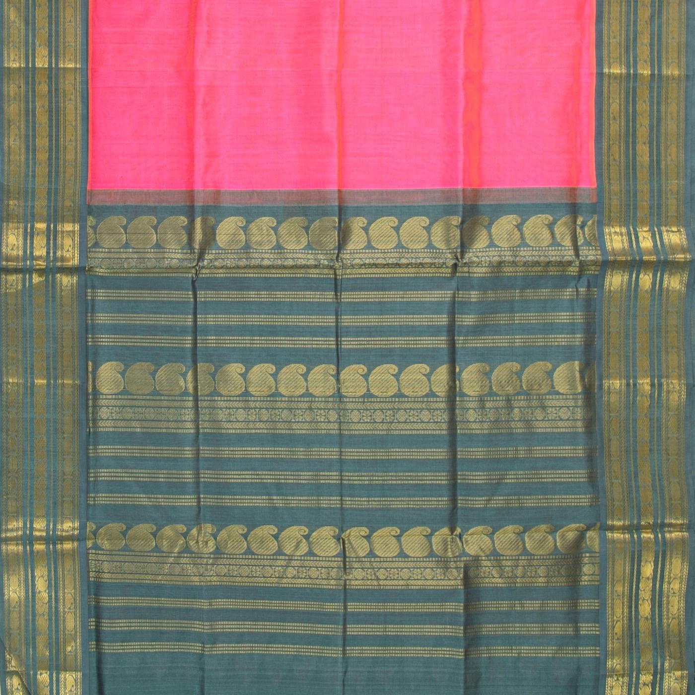 Pink And Grey Kanchi Silk Cotton Saree For Festive Wear VP SC 227 - product media